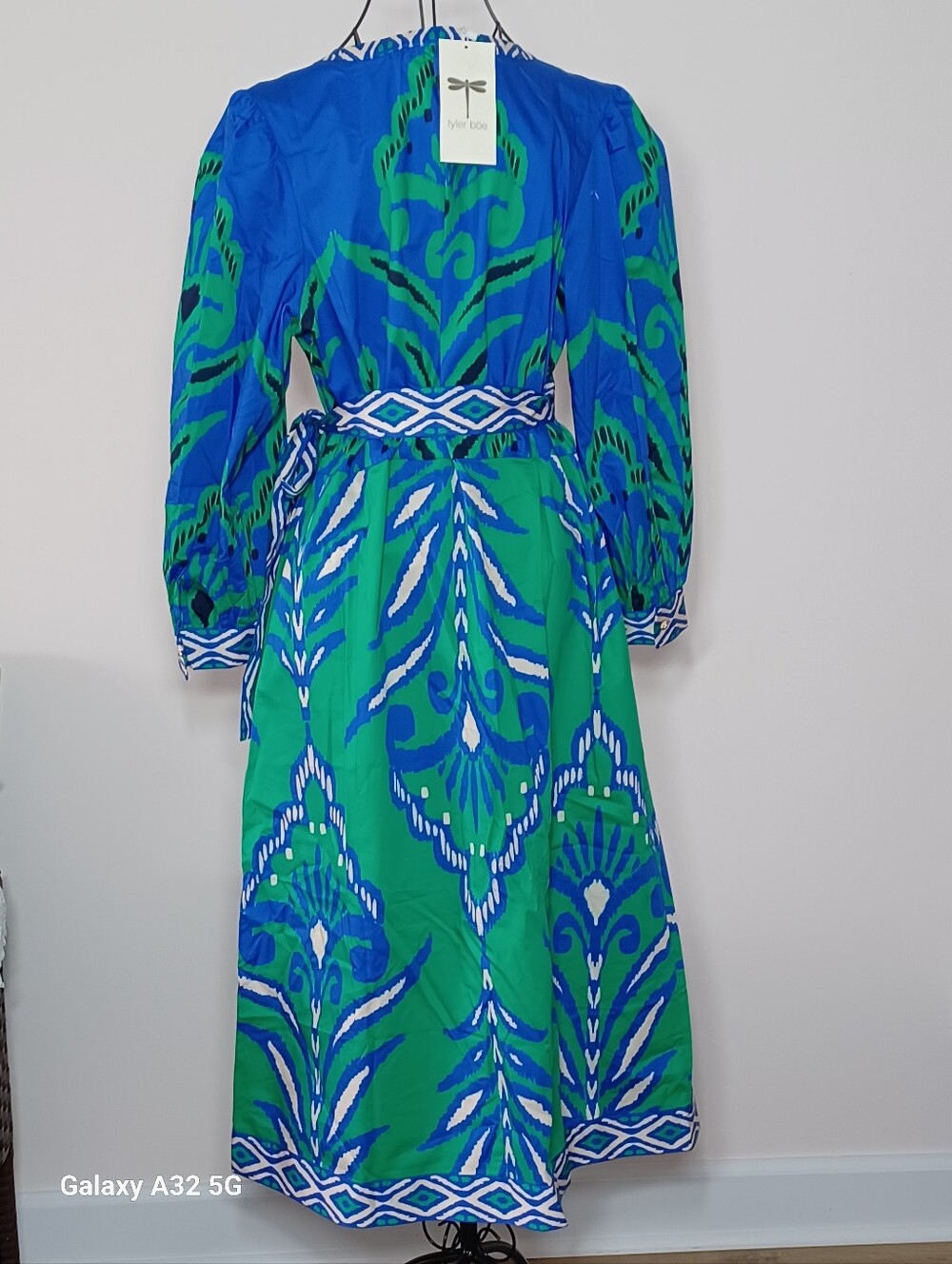 Tyler Boe Midi Dress Green & Blue - Size L - Picture 5 of 9